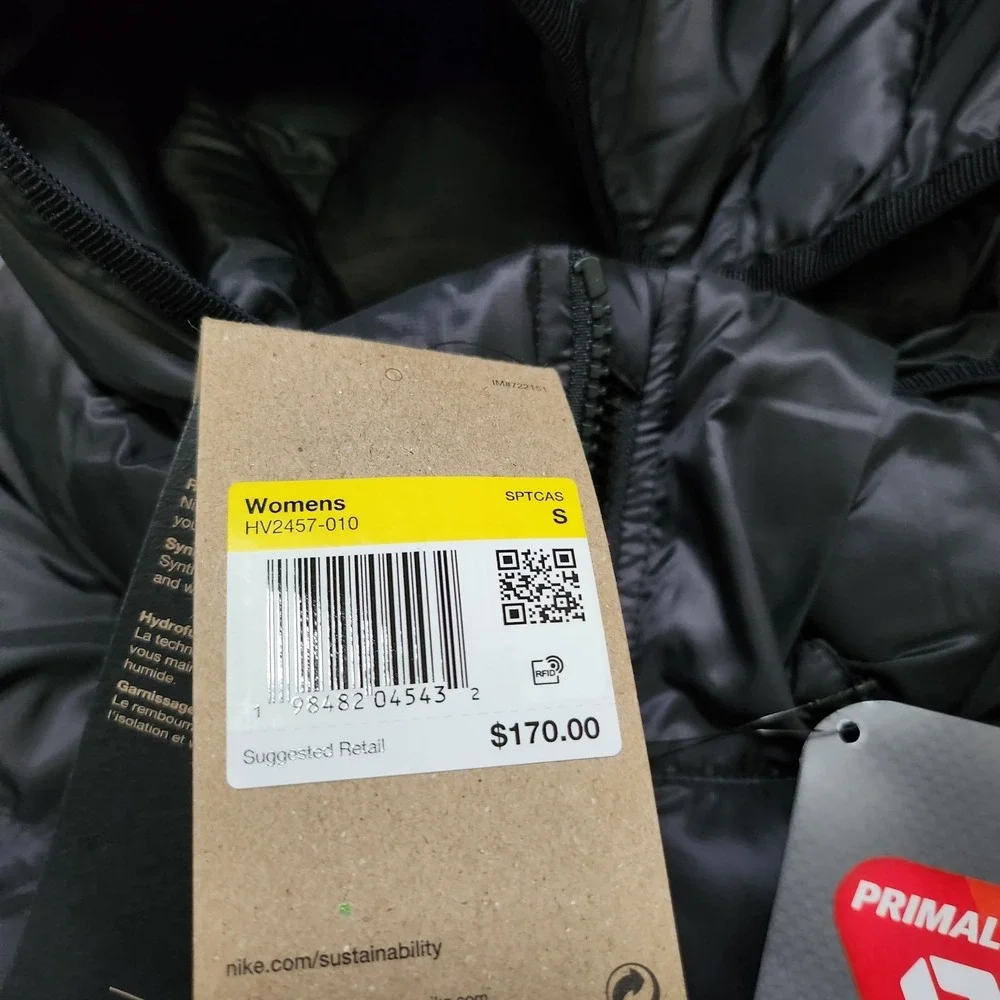 Womens Size S Nike Windpuffer Therma‑Fit Hooded Puffer Jacket Black HV2457‑010